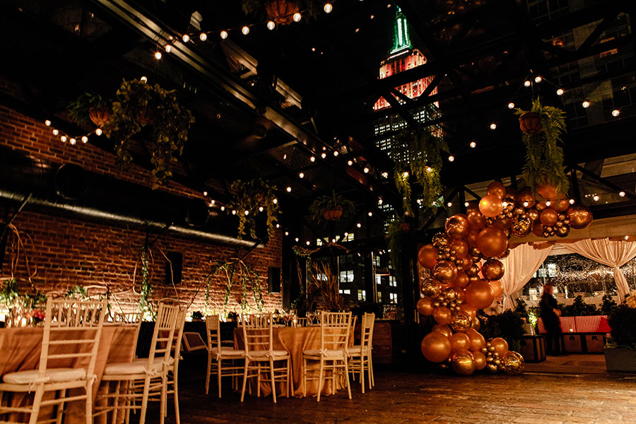 Refinery Rooftop Seated Dinner Event with Empire State Building
