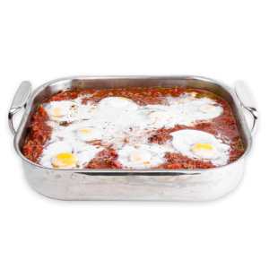 Eggs in Hell in baking dish