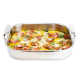 Ham and Cheese Quiche in Silver Baking Dish