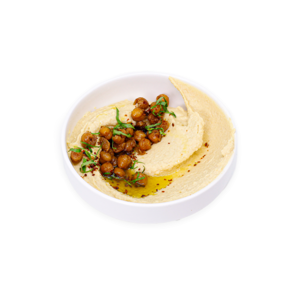 Hummus with Chickpeas in a white bowl