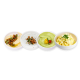 Four Dips lined up in white bowls